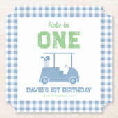 ホールインワンパーティー ティーボーイ 1歳の誕生日 ペーパーコースター (正面)
