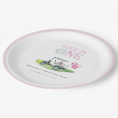 ホールインワンピンクゴルフカート誕生日紙プレート ペーパープレート (アングル)