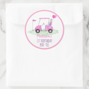 ホールインワンピンクゴルフファースト誕生日 ラウンドシール