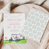 ホールインワンピンクゴルフ第1誕生日招待状 招待状