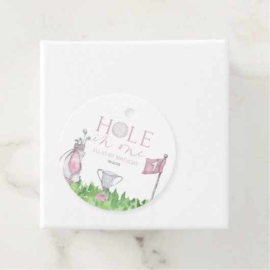 ホールインワンピンクゴルフ1st誕生日パーティー フェイバータグ (インサイチュ)