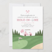 ホールインワンピンクゴルフ1st誕生日 招待状 (正面)
