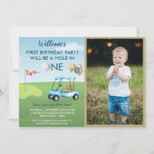 ホールインワンフォトボーイゴルフパーティー1st誕生日 招待状 (正面)