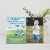 ホールインワンフォトボーイゴルフパーティー1st誕生日 招待状 (スタンド正面)