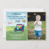 ホールインワンフォトボーイゴルフPar-Tee 1st誕生日 招待状 (正面)