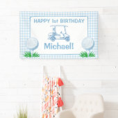 ホールインワンブルーギンガムゴルフパーティーハッピーバースデー 横断幕 (インサイチュ)