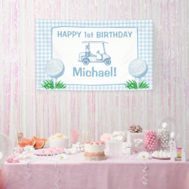 ホールインワンブルーギンガムゴルフパーティーハッピーバースデー 横断幕