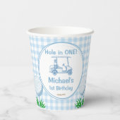ホールインワンブルーギンガムゴルフパーティー モノグラムの 紙コップ (裏面)