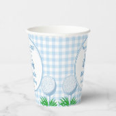 ホールインワンブルーギンガムゴルフパーティー モノグラムの 紙コップ (右)