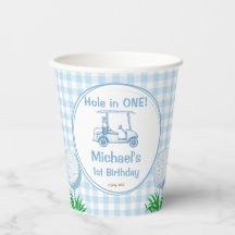 ホールインワンブルーギンガムゴルフパーティー モノグラムの