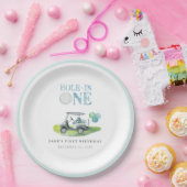 ホールインワンブルーゴルフカート誕生日紙プレート ペーパープレート (パーティー)