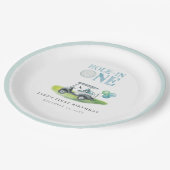 ホールインワンブルーゴルフカート誕生日紙プレート ペーパープレート (アングル)