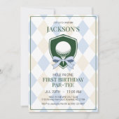 ホールインワンブルーゴルフボーイズ1st誕生日パーティー 招待状 (正面)