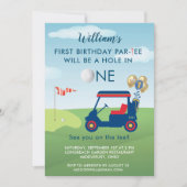 ホールインワンボーイゴルフカートPar-Tee 1st誕生日 招待状 (正面)