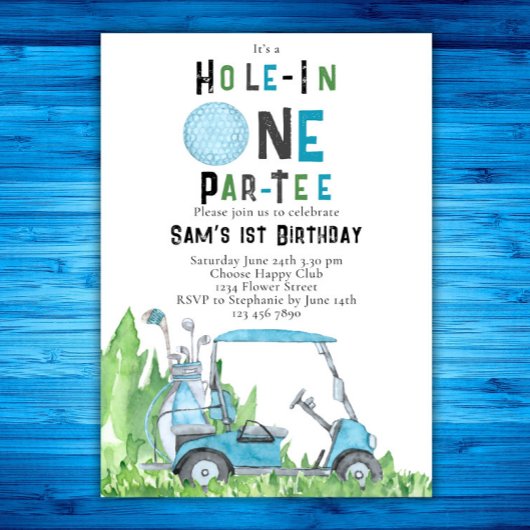 ホールインワンボーイゴルフファースト誕生日パーティー 招待状
