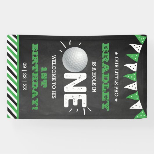 ホールインワンボーイズゴルフ1stバースデーパルティーウェルカム 横断幕 (横)