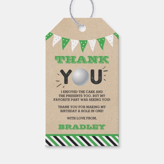 ホールインワンボーイズゴルフ1stバースデーパーティー ギフトタグ (正面)