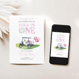 ホールインワンミニゴルフガール誕生日招待状 招待状