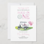 ホールインワンミニゴルフガール誕生日招待状 招待状 (正面)