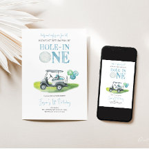 ホールインワンミニゴルフボーイ誕生日招待状