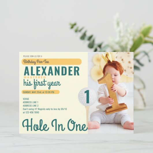 ホールインワン誕生日ゴルフマスター1歳の誕生日 招待状 (スタンド正面)