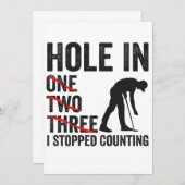 ホールインワン2つの木Iカウントストップゴルフおもしろい 招待状 (正面/裏面)
