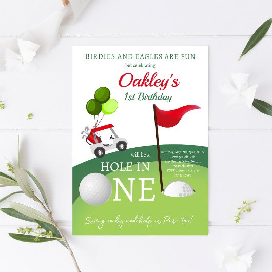 ホールインワン ゴルフパーティー 1歳の誕生日招待状 招待状