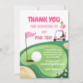ホールインワン ゴルフ ガール ピンク パーティー サンクス カード (正面)