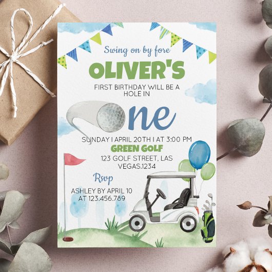 ホールインワン ゴルフ ボーイ 1歳の誕生日招待状 招待状