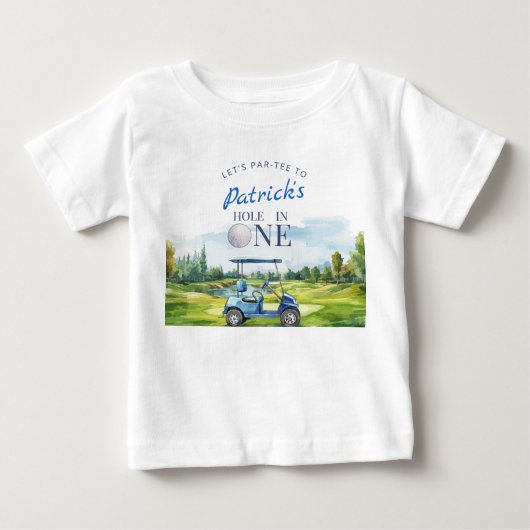 ホールインワン ゴルフ 1歳の誕生日 ベビーTシャツ (正面)