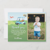 ホールインワン バジェット フォト ボーイ ゴルフ 1歳の誕生日 サンキューカード (正面)