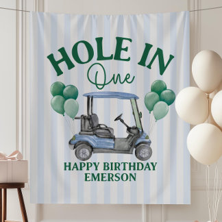 ホールインワン 初めての誕生日パーティーバナー ゴルフ1歳 タペストリー