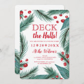 ホールズのクリスマス·パイン·アドリルトー·ウォーターカラー·デッキ 招待状 (正面/裏面)