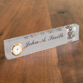 ホールターのカスタマイズ可能な名前のブラウンの馬 デスクネームプレート (側面)