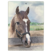 ホールターを搭載するブラウンの馬 クリップボード (裏面)