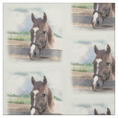 ホールターを搭載するブラウンの馬 ファブリック (見本)