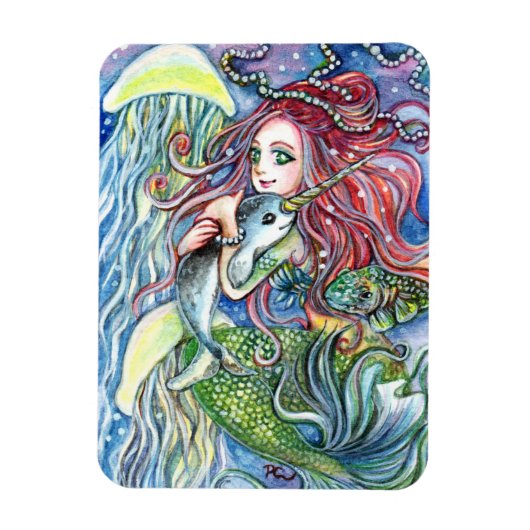 ホールディングナルファルベビー- Mermaid Art マグネット (縦)