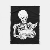ホールディングネコおかしいハロウィーンスカルスフィンクス猫 フリースブランケット (正面)