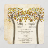 ホールディングハンズツリーラブ素朴秋の結婚式 招待状 (正面/裏面)