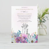 *~*ホールディングハンズピンク花グリッター結婚ズ 招待状 (スタンド正面)