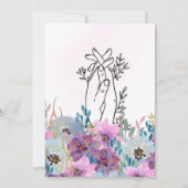 *~*ホールディングハンズピンク花グリッター結婚ズ 招待状 (裏面)