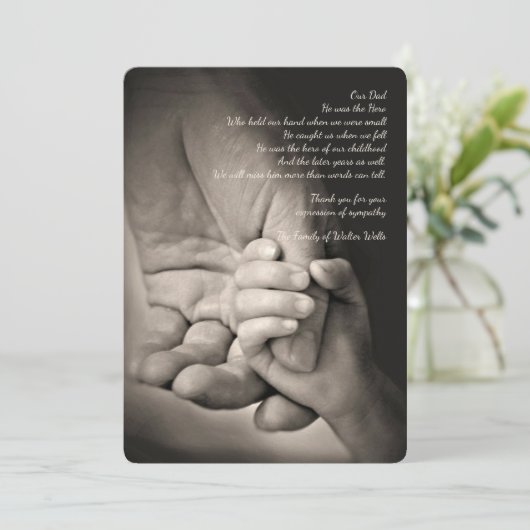 ホールディングマイハンド悔やみや弔慰サンキューカード サンキューカード (スタンド正面)