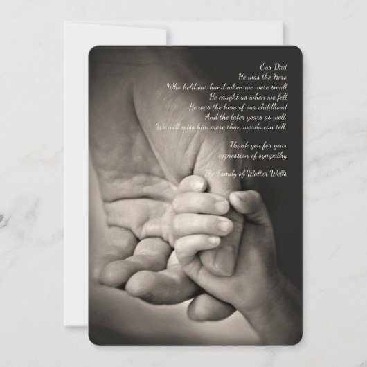 ホールディングマイハンド悔やみや弔慰サンキューカード サンキューカード (正面)