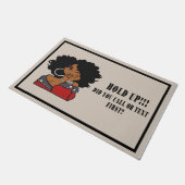 ホールドDoormat、コールまたは文字ラグ、黒い女の子 ドアマット (アングル)