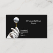 ホールブラックの背景の横のピンにゴルフボールが置かれている 名刺 (正面)