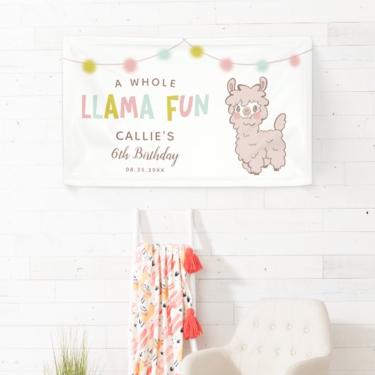 ホールラマおもしろいかわいい誕生日パーティー 横断幕 (インサイチュ)