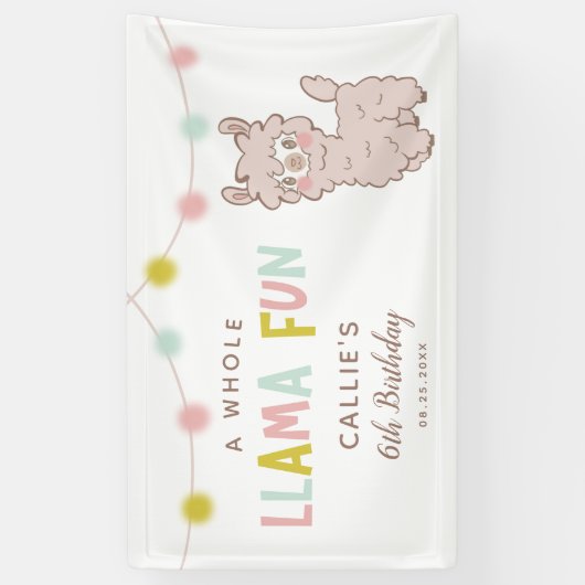 ホールラマおもしろいかわいい誕生日パーティー 横断幕 (縦)