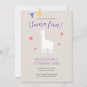 ホールラマおもしろいキュートボホ誕生日 招待状 (正面)