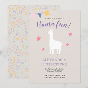 ホールラマおもしろいキュートボホ誕生日 招待状