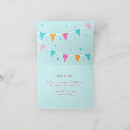 ホールラマおもしろいケーキセカンドアクアハッピーバースデー カード (内部)